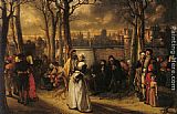 Baron Jan August Hendrik Leys Promenade hors les murs painting